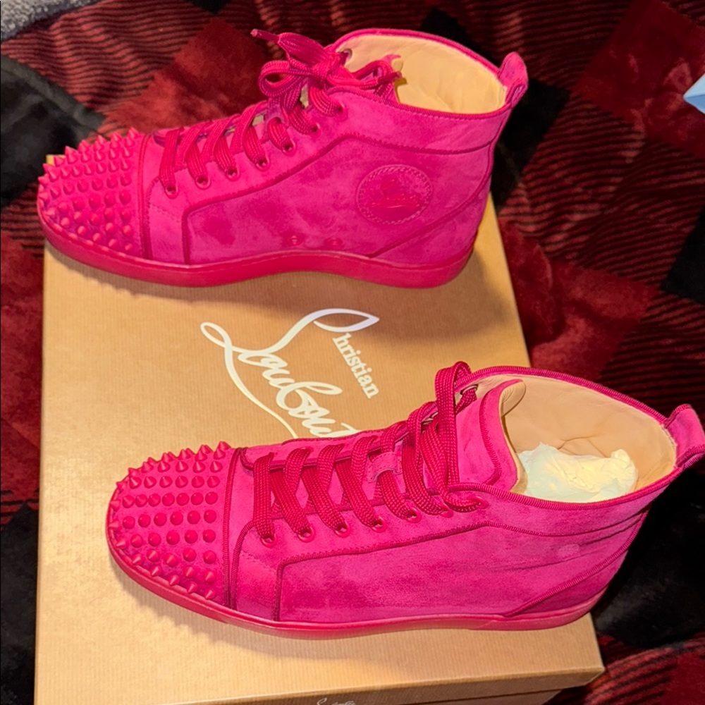 Christian Louboutin Pink High-Top Sneakers - Picture 5 of 12
